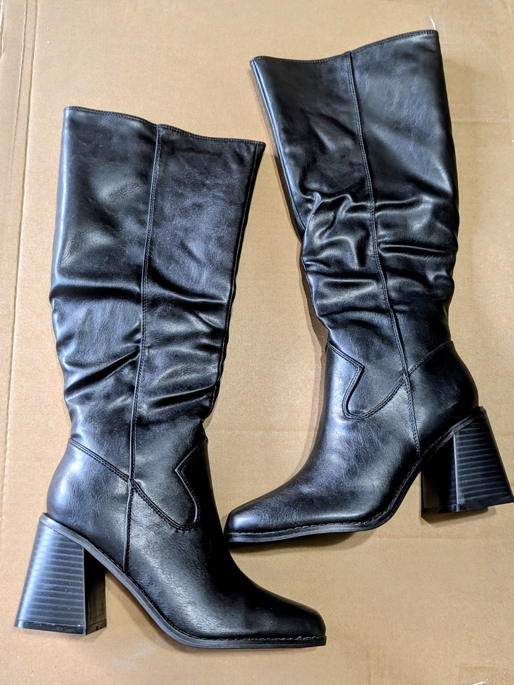 Classic Black Mid-Calf Heeled Boots - Women's